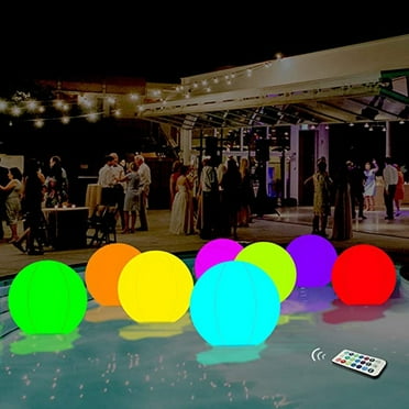 Qocolhg Light up Beach Ball - 12" LED Floating Pool Ball Large Inflatable Pool Toys with 13 Colors Lights and 4 Modes with Remote Control Outdoor Pool Party Games Gift