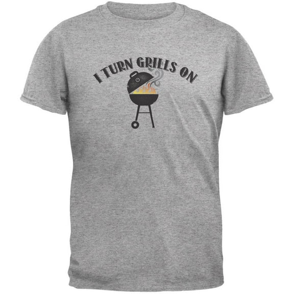 I Turn Grills On Heather Grey Adult T-Shirt - X-Large