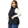 thumbnail image 4 of Women's Plus Size Utility Vest Stand Collar Cargo Pocket Drawstring Waist Sleeveless Jacket Navy Blue 2X, 4 of 7