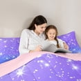 thumbnail image 5 of Manfei Dreamy Starry Sky Queen Comforter Set, Purple Blue Bling Stars Bedding Sets, Teens Kids Boys Girls Reversible Bedding Comforter Set, Lightweight Room Decor, 3 Pieces, 5 of 9