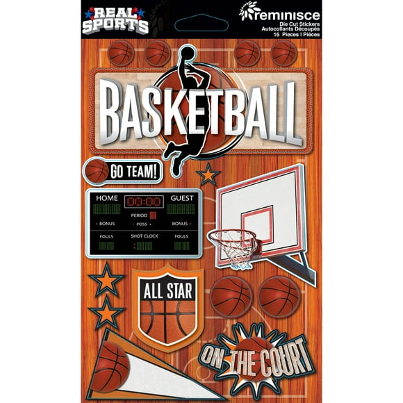 Reminisce Vrai Sport Stickers 6" X4.5"-Basketball