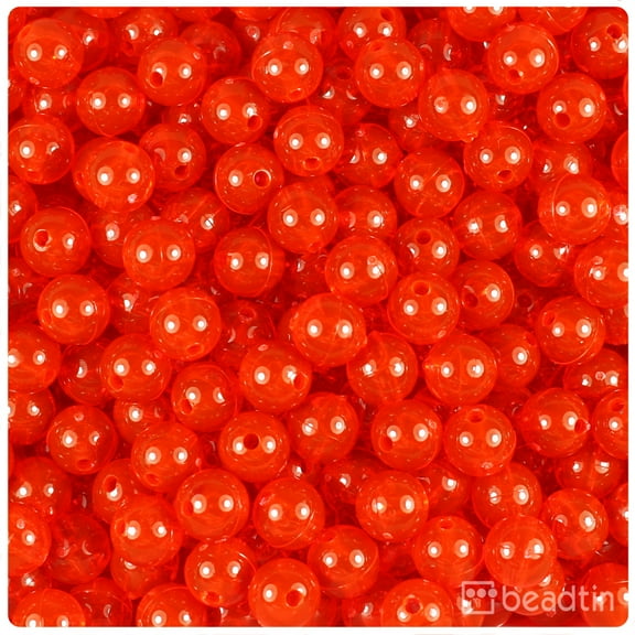 BeadTin Fire Red Transparent 8mm Round Craft Beads (300pcs)