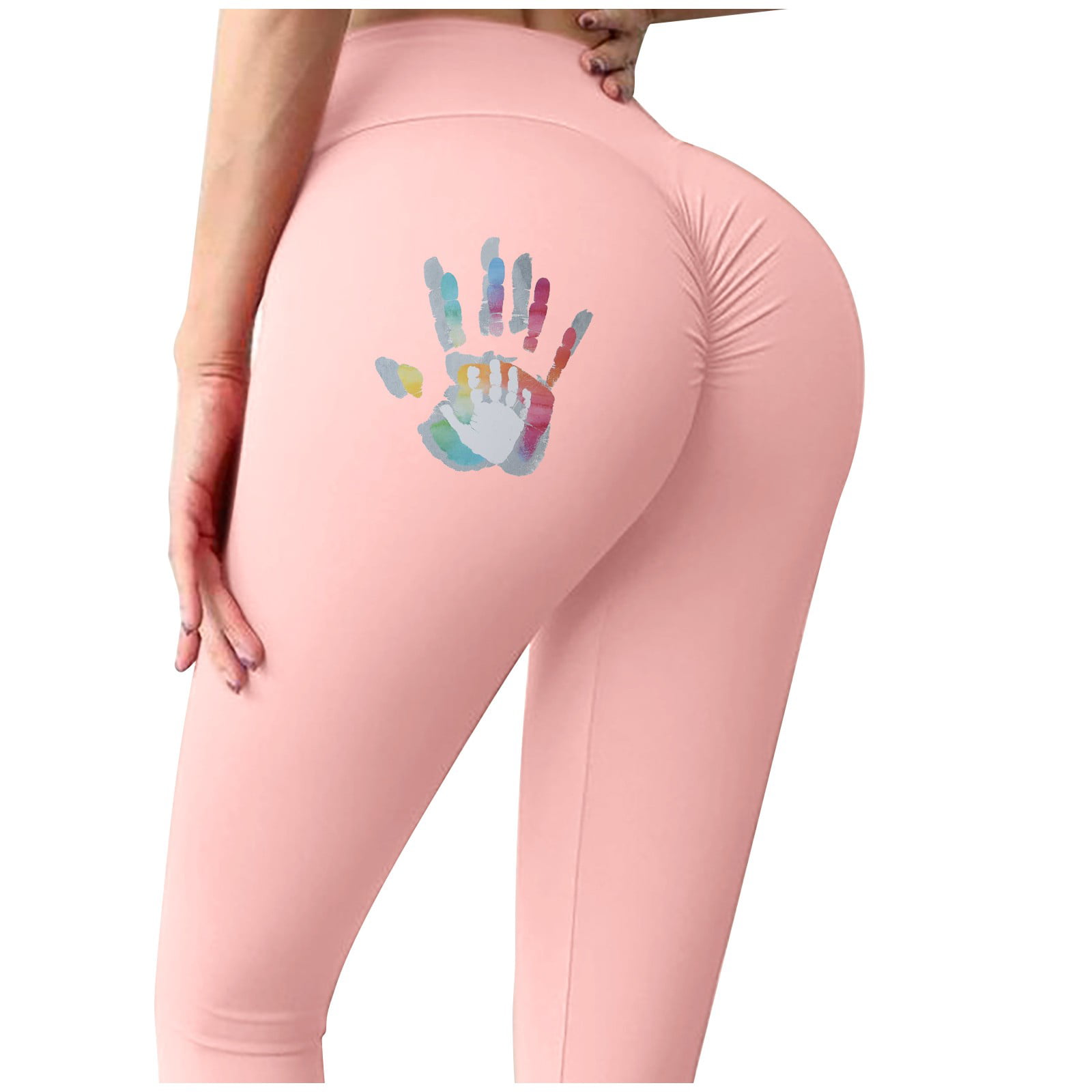 Gubotare Womens Yoga Pants Petite Women High Wasited Leggings with Pockets  Tummy Control Workout Yoga Pants,Hot Pink L