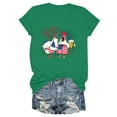 thumbnail image 1 of TSADFHJI Hauts pour Femmes Manches Longues Tendance 2024 Mode Décontractée Imprimé Mignon Col Rond Manches Courtes TTG Vert, 1 of 4