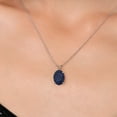 thumbnail image 3 of Gem Stone King 14K White Gold Blue Sapphire Pendant Necklace for Women | 3.00 Cttw | Gemstone September Birthstone | Oval 10X8MM | With 18 inch Chain, 3 of 6
