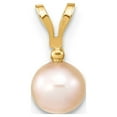 thumbnail image 4 of Auriga 14K Yellow Gold 5-6mm Round Pink Cultured Pearl Diamond Pendant for Women (W-5.5mm), 4 of 6
