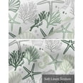 thumbnail image 6 of Sage Green Coastal Kitchen Valances for Windows Farmhouse Linen Window Valance Curtain for Living Room Window Treatment Grey Ocean Starfish Shell Seahorse Valance Rod Pocket Topper, 60 x 18 Inch, 6 of 6