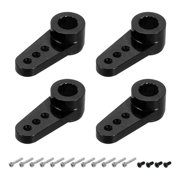 Unique Bargains 4 Pcs Aluminum Servo Horn 15T Servo Horn Steering Short Arm 17.5mm Length Black Suitable for Model Accessories