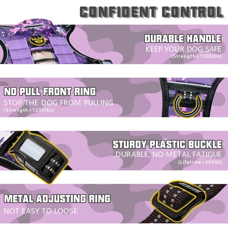 Auroth No-Pull Dog Harness, Medium, Purple Camo photo 5