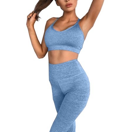 

MERSARIPHY Women Vest Bra Slim Pants Sport Gym Yoga Clothes Set
