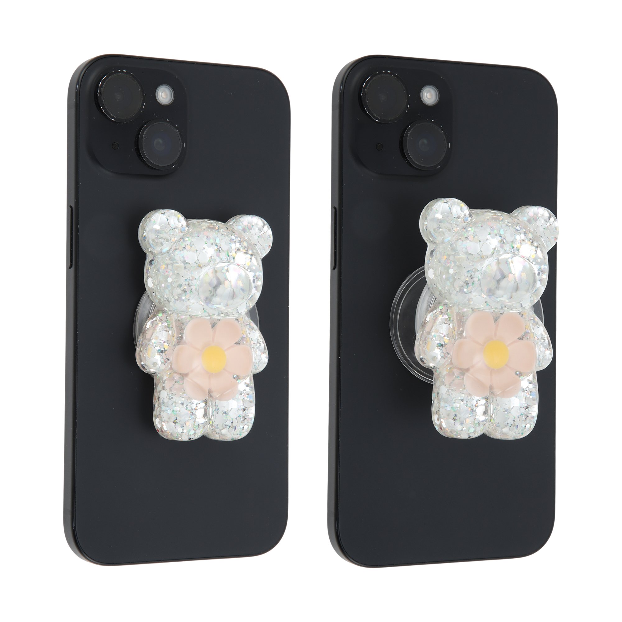 Unique Bargains Bear High-Shine Hexapetalous Flower Phone Grip Pink
