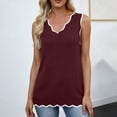 thumbnail image 2 of Tank Tops for Women Sleeveless Summer Tops Spring Fashion Lightweight Sweater Vest V Neck Business Casual Outfits Wine, 2 of 7