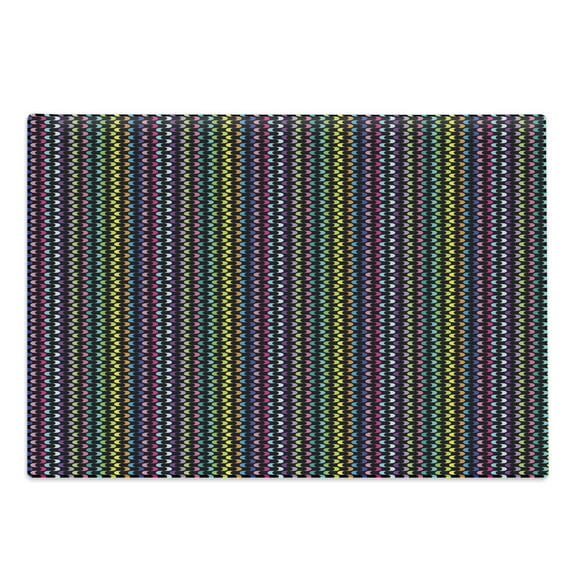 Abstract Cutting Board, Curved Stripes with Rainbow Colors on a Dark Toned Background Modern Art Design, Decorative Tempered Glass Cutting and Serving Board, Large Size, Multicolor, by Ambesonne