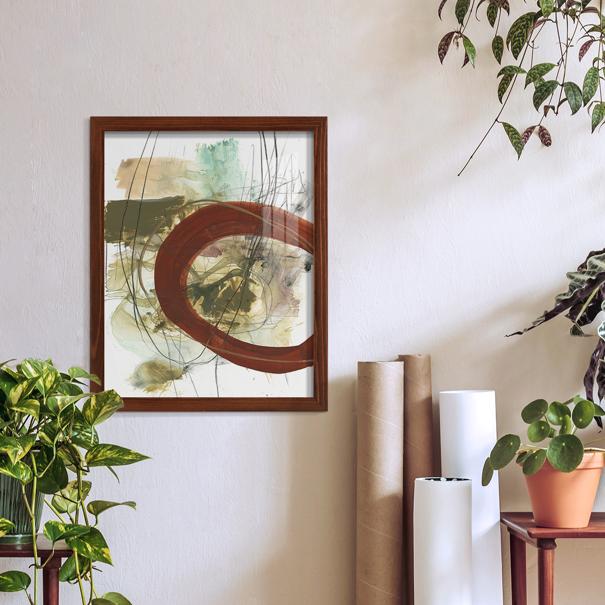 Rusted Loops II - Framed Print w/glass - Chestnut