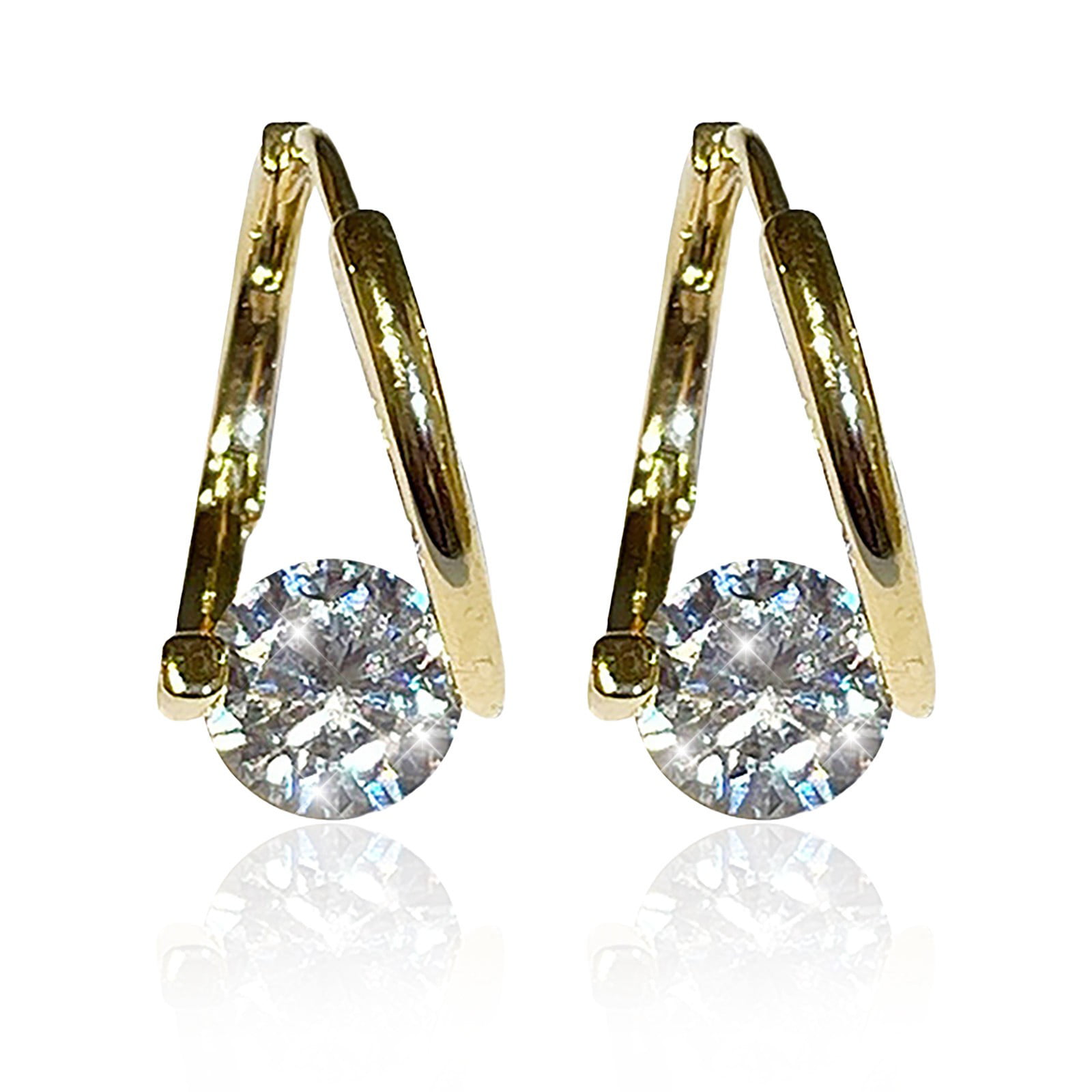 Color Lane Earrings American Diamond & Rhinestone Studded Dangler In Silver Tone For Women/Girls