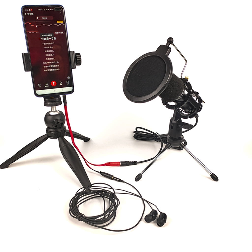 Drrntien Portable Condenser Microphone Set Foam Mic Windscreen for Home Entertainment and Educational Use with Clear Sound Output