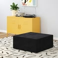 thumbnail image 2 of Novogratz The Flower Kids Ottoman Pouf, Black Microfiber, 2 of 9