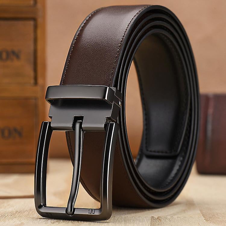小物 Leather double pin belt Classic Vintage 3.8cm Wide Copper Double Pin Buckle Leather