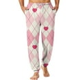 thumbnail image 2 of Men's Drawstring Pocket Cuffed Casual Pants, Irregular Heart Print Valentine's Day Home Sleep Pants for Gift and Holiday,Pink,3XL, 2 of 8