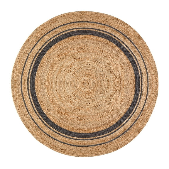 Kerala Mist Gray Stripe Jute Rug 4' Round
