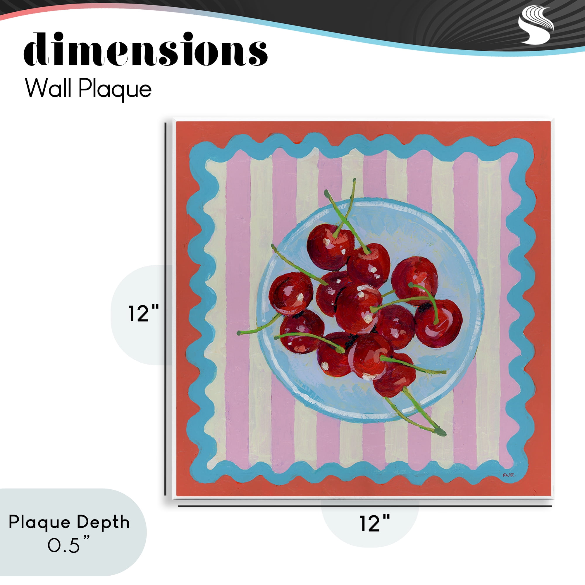 Stupell Industries Red Cherries over Pink Stripes Wall Plaque Art, design by Rachael Reese