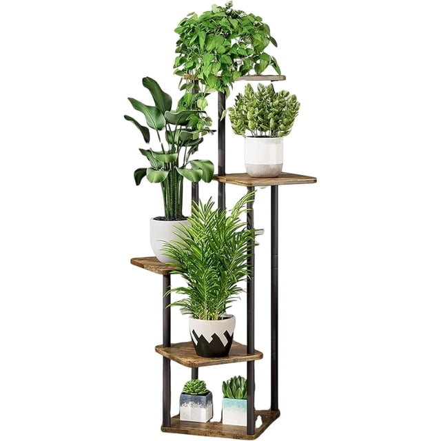 Soporte para Plantas Bluelander, Estante de 5 Niveles, Café/Negro