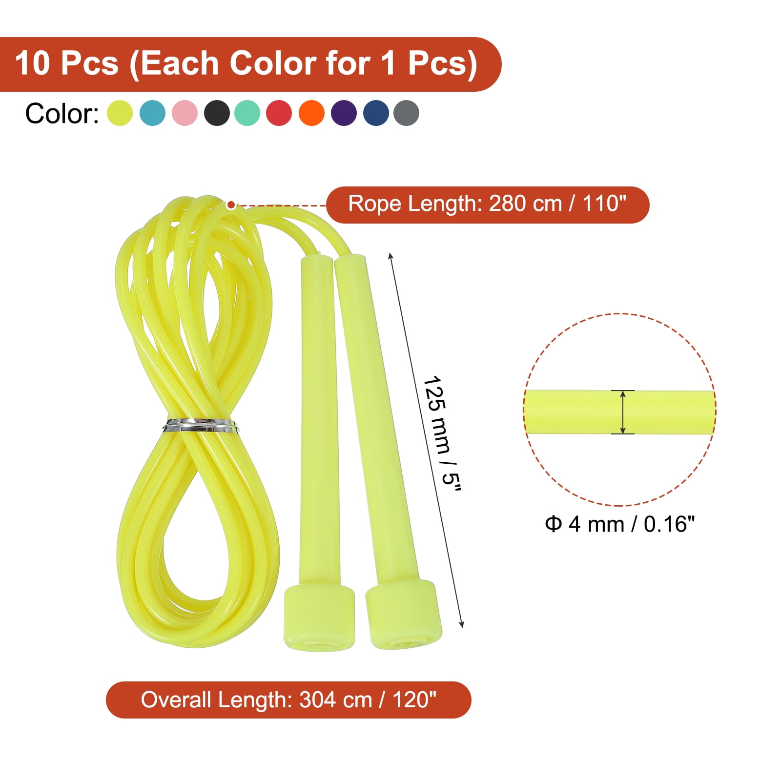 Uxcell Jump Rope 10Pcs Jumping Ropes Speed Skipping Exercise Equipment for Workout, 10 color