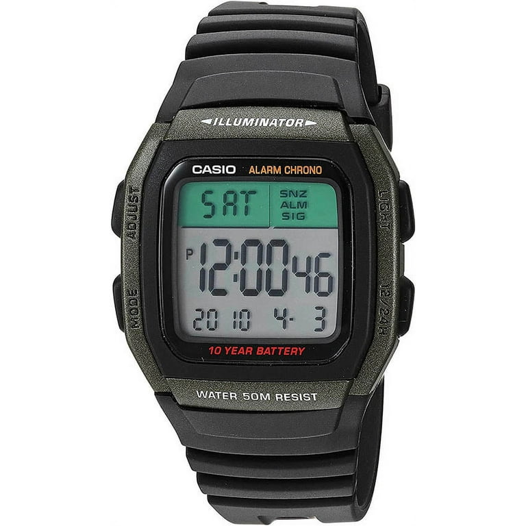 Casio Men s Sport Digital Watch Black Green W96H 3AV Walmart