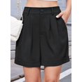 thumbnail image 6 of Womens Casual Elastic Waist Wide Leg Suit Tailored Shorts Summer Work Shorts with Pockets Black S, 6 of 9