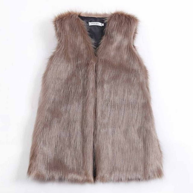 Ailaofu Women's Fashion Autumn and Winter Warm Mid-length Faux Fur Vests