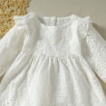 thumbnail image 3 of Kiijoy Baby Girls Solid Lace Ruffle Eyelet Long Sleeve Romper Dress with Shorts Outfit Set, Size 3-24 Months, 3 of 5