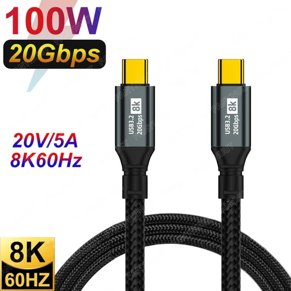 DOONJIEY USB3.2 Gen2 20Gbps USB C to Type C Cable 8K@60Hz Video PD100W 5A Fast Charging Cord For iPhone 15 Pro Max Macbook Samsung Huawei