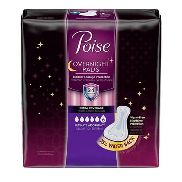 Poise Overnight Incontinence Pads, Ultimate Absorbency, Extra Coverage, Part No. 46995
