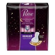 Poise Overnight Incontinence Pads, Ultimate Absorbency, Extra Coverage, 15.94" Long Part No. 46995 (24/package)