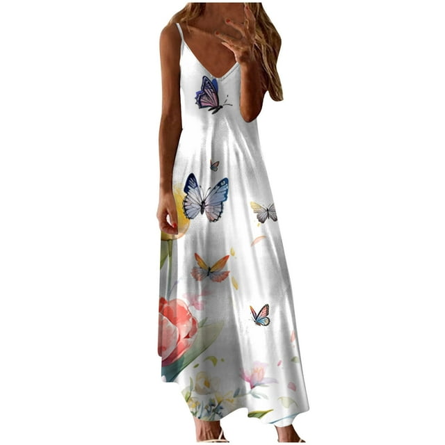 TSADFHJI Jupe Noire Fendue Aguichant et à la Mode Col en V Imprimé Floral Robe Longue à Bretelles TG Violet