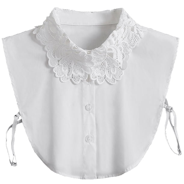 Cuello falso de encaje, cuello desmontable, bordado floral para mujer