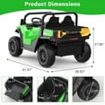 thumbnail image 6 of Shininglove 24V Kids Ride on Dump Truck Car with 2 Seaters, Remote Control, Music Player, Electric Dump Bed & Extra Shovel(Green), 6 of 8