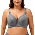 thumbnail image 4 of Hduncf Push Up Bra for Women Lace Underwire Full Coverage Thin Style Bra Supportive Soft Cup Cute Everyday T Shirt Bra Gray 42, 4 of 4