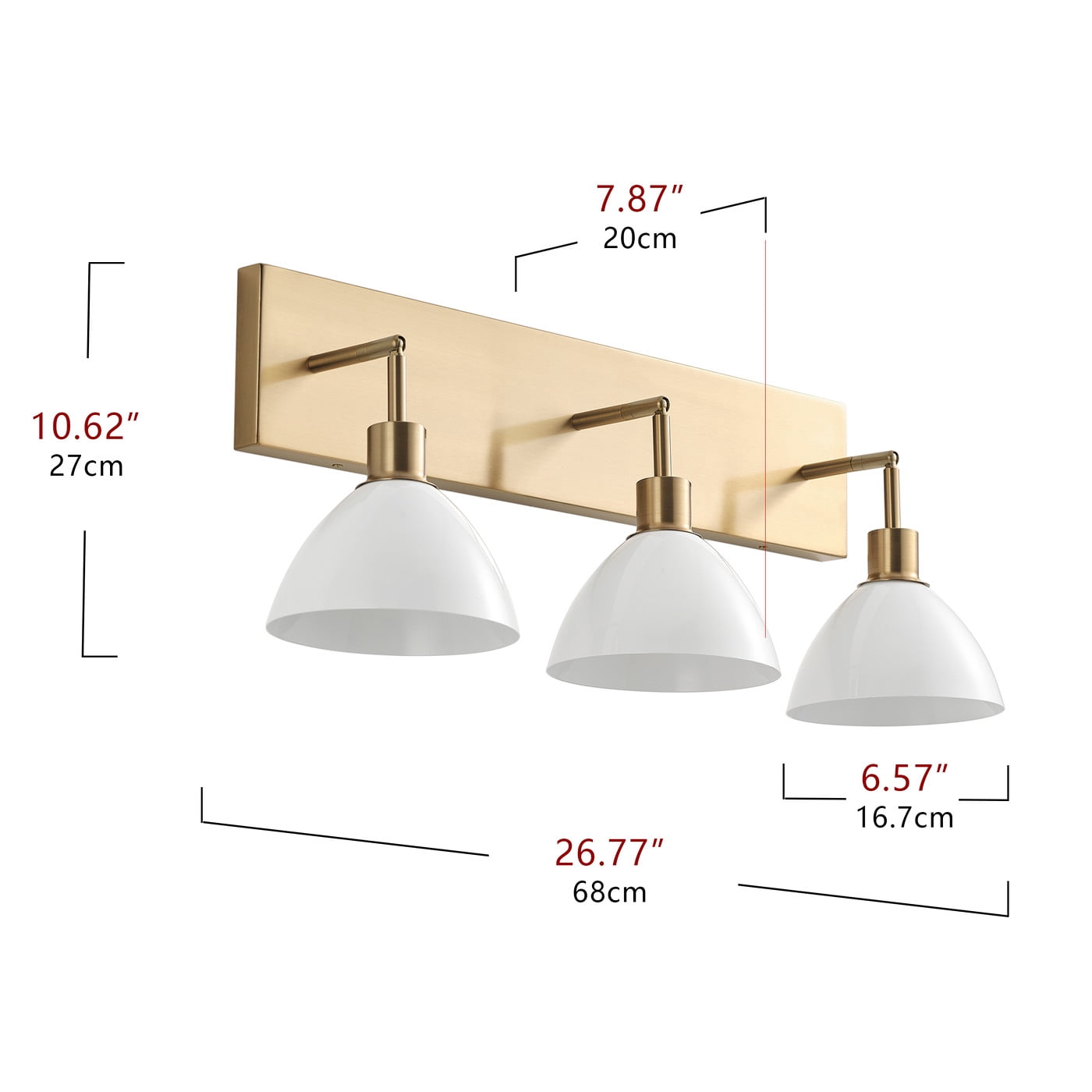 Modern Gold Bathroom Light Fixture 3-Light Milky White Glass Vanity Lighting Industrial Wall Sconce Over Mirror