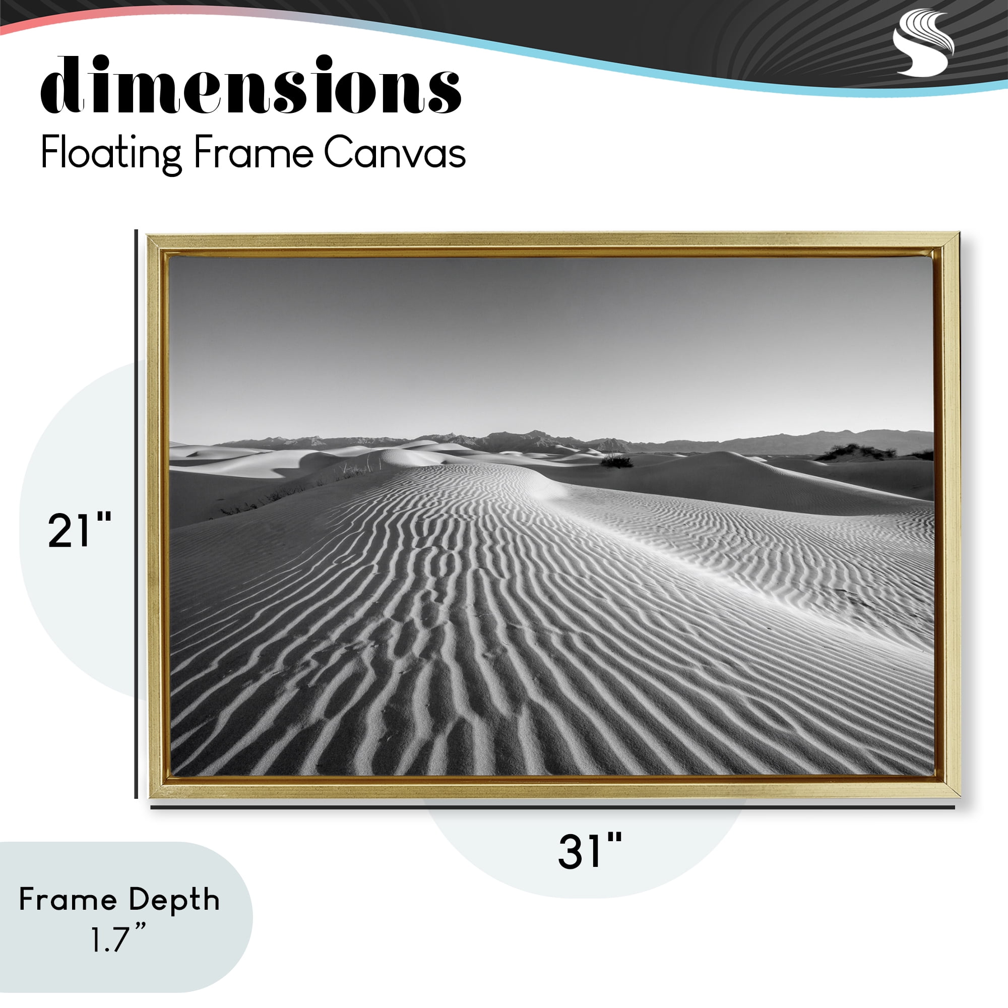 Stupell Industries Sand Waves In The Distance Gold Framed Floater Canvas Wall Art, design by Jon Evan