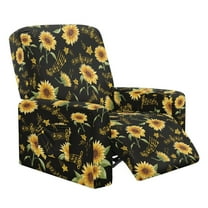 Kuiaobaty Sunflower Music Star Recliner Chair Cover for Large Recliner Breathable Reclining Sofa Slipcover with Side Pocket Washable Reclining Slipcover for Living Room Nonslip