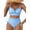 Blue Stripes, variant on Women'S Splice Ruffle Trim Bikini Sets Tie Side Swimsuits High Waisted Bathing Suits Leopard Print L
