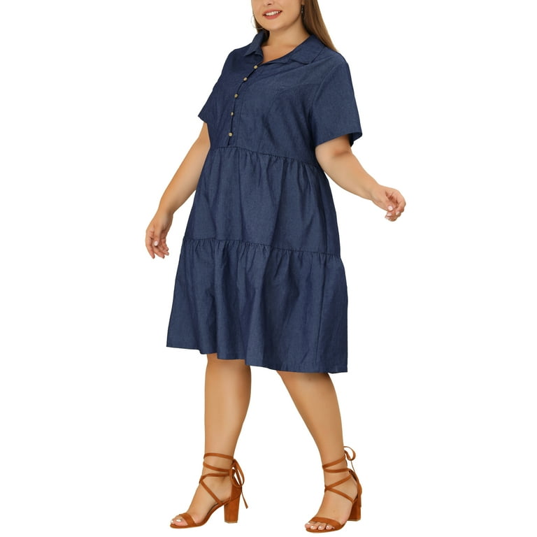 Plus size denim dress walmart cheap