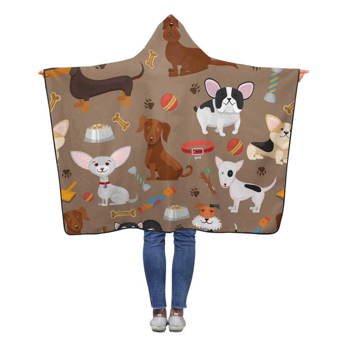 HATIART Cute Funny Dogs Wearable Hooded Blanket 50x60 inches Kids Girls