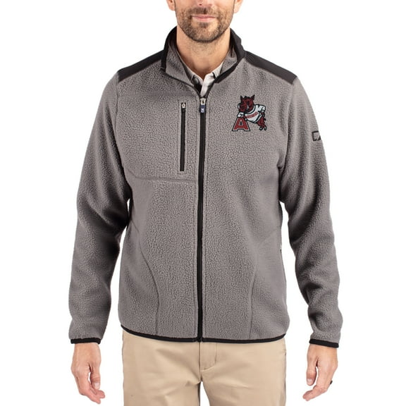 Men's Cutter & Buck Gray Arkansas Razorbacks Cascade Eco Fleece Full-Zip Jacket