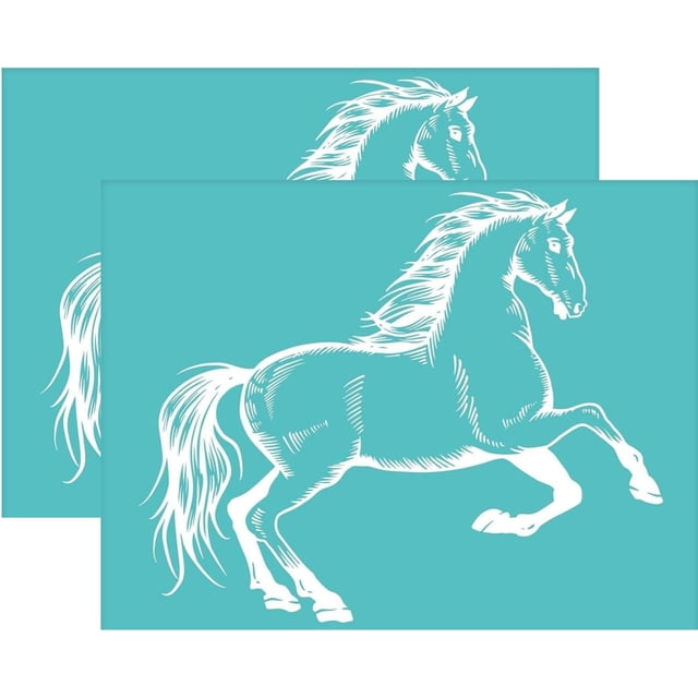 2 plantillas reutilizables de malla con diseño de caballo para serigrafía, ideales para pintar sobre madera, decorar camisetas y telas (22 x 28 cm / 11 x 8,66 pulgadas).