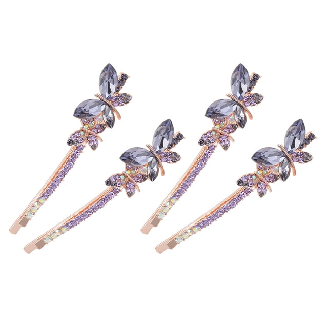 Miangastore 2 Pairs Hair Clips Women Rhinestone Butterflies Hair Barrettes Hair Accessories