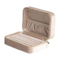 thumbnail image 2 of Estuche de viaje para joyas, caja de terciopelo para joyas, regalo de terciopelo, organizador portátil pequeño multifuncional, regalo de Navidad para Beige, 2 of 8