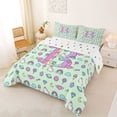 thumbnail image 2 of Manfei Unicorn Initial B Full Size Comforter Sets,Cartoon Animal Theme Bedding Comforter Set,Light Green Multicolor,Polkadot Reversible,3 Pieces,1 Comforter and 2 Pillowcases, 2 of 8
