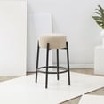 thumbnail image 2 of SAFAVIEH Couture Paisleigh Round Backless Counter Stool, Tan/Black, 2 of 6